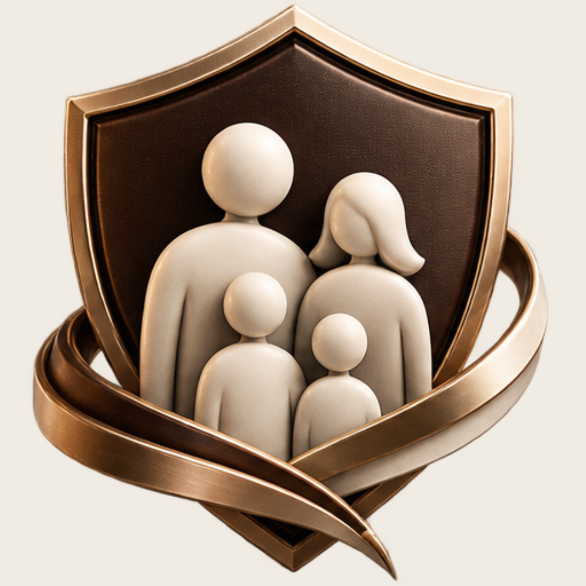 Animated image of family standing in front of shield protected by life insurance