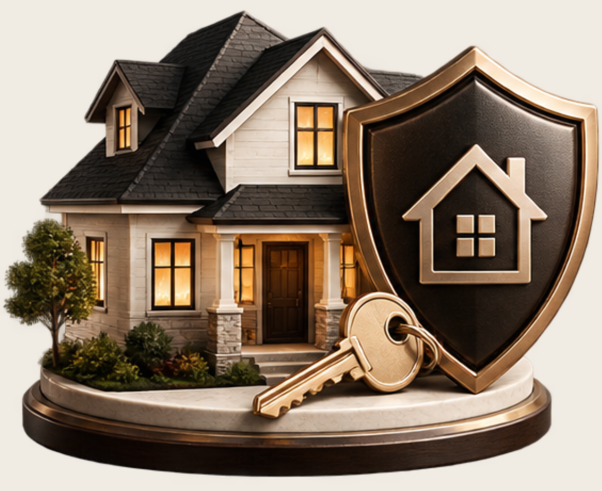Animated house and keys with shield as a visual representation of mortgage protection insurance